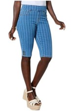 DG2 by Diane Gilman Women's Stretch Denim Bermuda Short Midtone Stripe