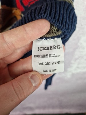 Vintage ICEBERG Sweater Men's Rare 90s Luxury Y2K Big Logo Italy