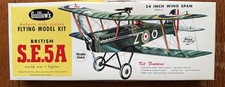 Guillow's Flying Model Kit Balsa British S.E.5.A. WWI Combat Fighter Vintage