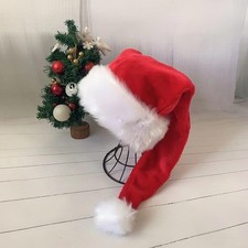 Long Red Santa Hat Deluxe Christmas Hat for Adults Unisex New Year Festive Pa...