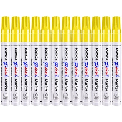 Yellow Permanent Paint Pens Markers - 12 1 Count (Pack of 12), 