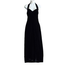 Vtg CDC EVENING Velvet Halter Evening Formal Dress Size 10 Black Whimsigoth Gown