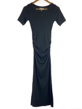 GANNI Short Sleeve Dress XS Cotton BLK T4146 25SS6