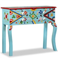 Vidaxl Konsolentisch Massivholz Mango Blau Handbemalt Neu