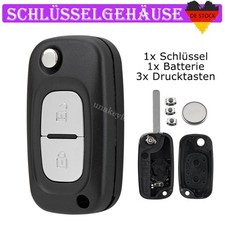 2Tasten Schlüssel Gehäuse für Renault Kangoo Mercedes Citan Batterie Drucktasten