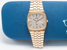 Vtg 1978 - Seiko SQ 7813-5009 31mm Gold Tone Quartz Day Date Watch Japan