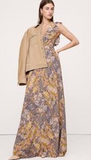 $350 Matte Silk Open-Back Maxi Dress, Size 16 Banana Republic