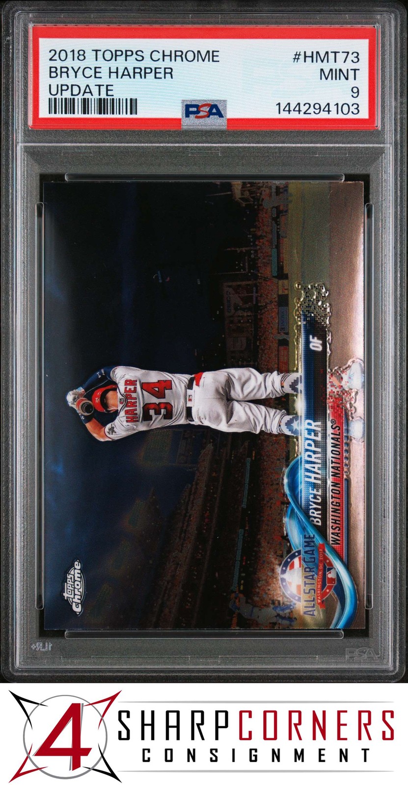 2018 TOPPS CHROME UPDATE #HMT73 BRYCE HARPER POP 2 PSA 9