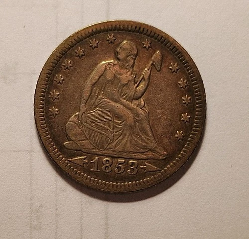 1853 Seated Liberty Quarter - Arrows & Rays EF details