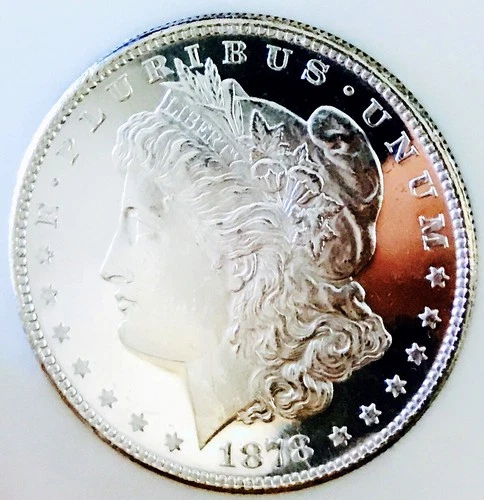 1878 S MORGAN MONSTER BLACK & WHITE CAMEO DMPL! MS+++30+IN BLK MIRRORS NR #64495