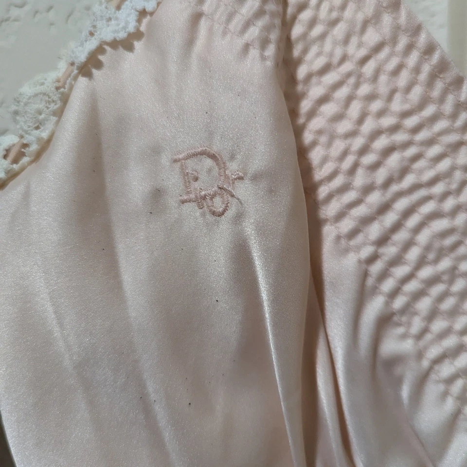 Christian Dior Vintage Designer Pink Slip Night Dress Size Small - Image 2 of 4