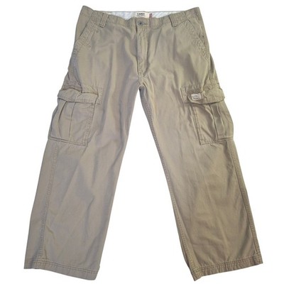 Vtg Levis Loose Straight Cargo Pants Mens 38x30 Beige Cotton Utility Trousers Y2