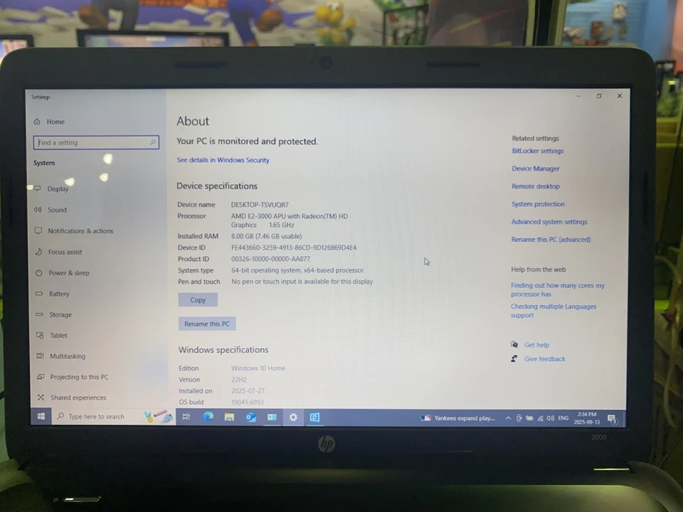HP 15 inch Laptop Computer - Windows 10 8 GB Ram - Image 3 of 3