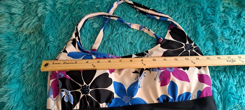 Catalina Women MULTICOLOR Nylon Floral Crossover Strap One-Piece Swimsuit Sz 1X - Image 4 of 4