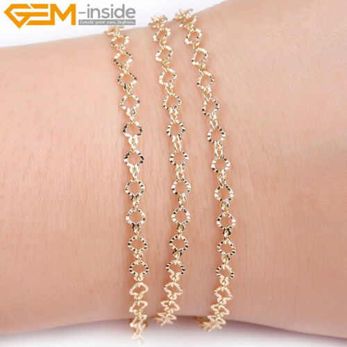 Collar de cadena de latón relleno de oro de 14K de 39,3" para damas Cadenas de cable Fabricación de joyas - Imagen 5 de 47