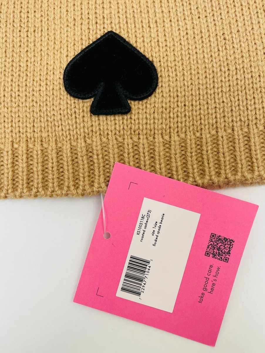 NWT Kate Spade New York Flocked Spade Beanie Roasted Cashew  display picture 3