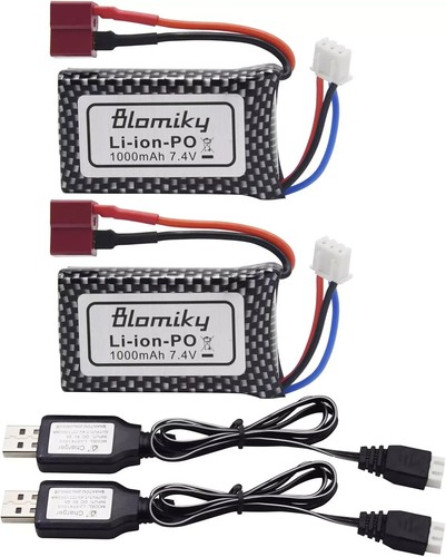 2 Pack 7.4V 2S 30C 1000Mah 7.4Wh Battery T Plug and USB Charger Cable Suitable N - Bild 1 von 7
