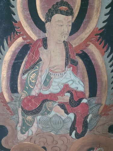Amitabha Trinity Naeyeongdo/Old Asia 14C -16C/Color,Gold on Silk/W:18.8" H:45.6" - Picture 16 of 22