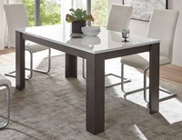 Esstisch Weiß Hochglanz Und Grau Stone KüChentisch Ausziehbar 158-200 Cm Briard