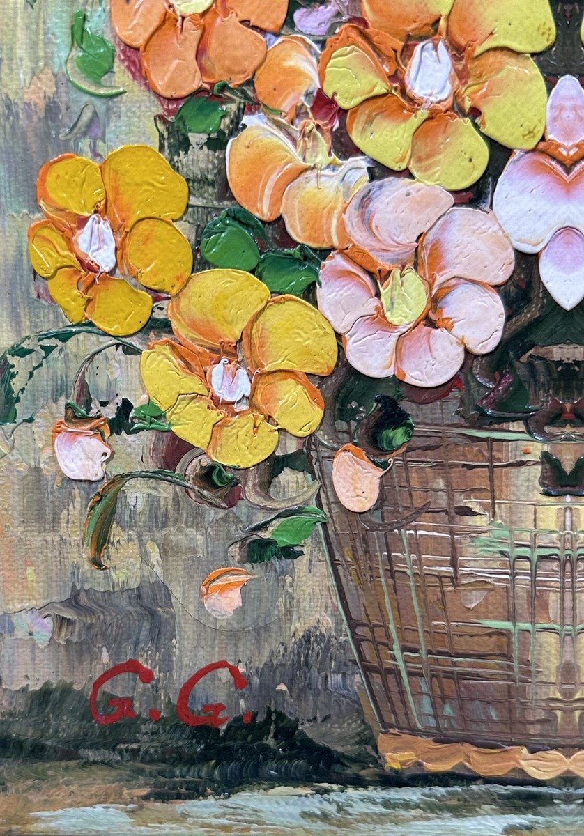 Vintage Oil Painting With Signature G.G. Flower Still Life