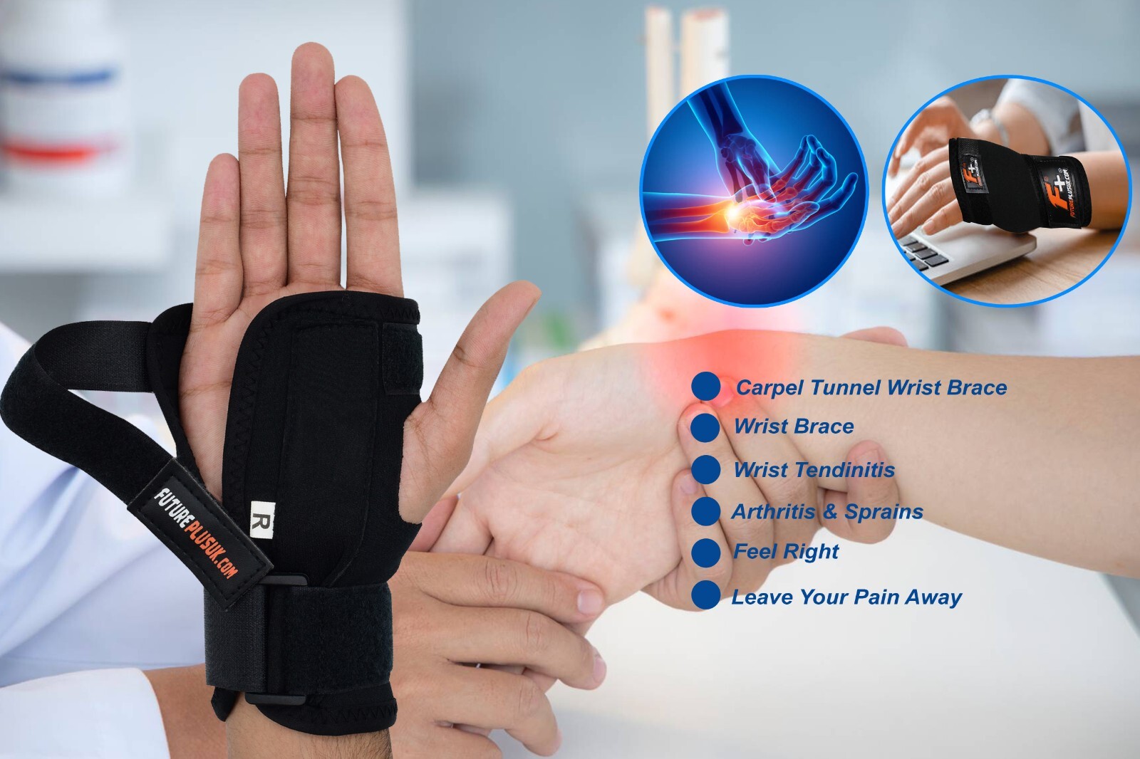 F+ NHS Hand Wrist Brace Support Adjustable Carpal Tunnel Splint