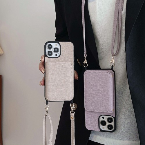 Coque Etui Cuir Antichoc Pour iPhone 15 14 13 12 Pro Max 11 Cordon Fentes Cartes - Photo 3 sur 20