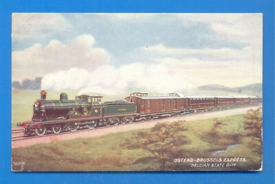 OSTEND-BRUSSELS EXPRESS.BELGISCHE STAATSBAHN.TUCKS BERÜHMTE EXPRESS-POSTKARTE 