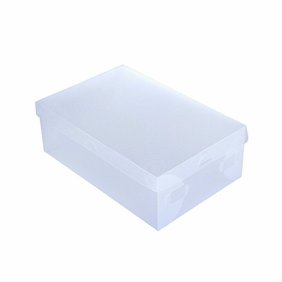 10pcs Men Clear Plastic Foldable Shoe Storage Box Large Organization - Image 3 of 4