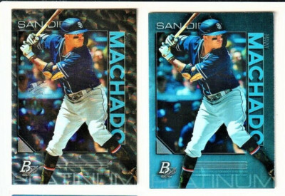 2020 Bowman Platinum Icy Foil Manny Machado San Diego Padres 2 Card Lot