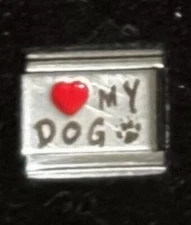 Red Heart Love My Dog Laser Italian Charm Link 9MM K3456