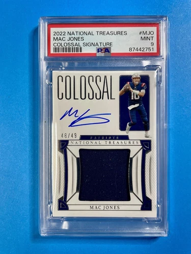 2022 Panini National Treasures Colossal Auto Mac Jones PSA 9 #48/49 patch 