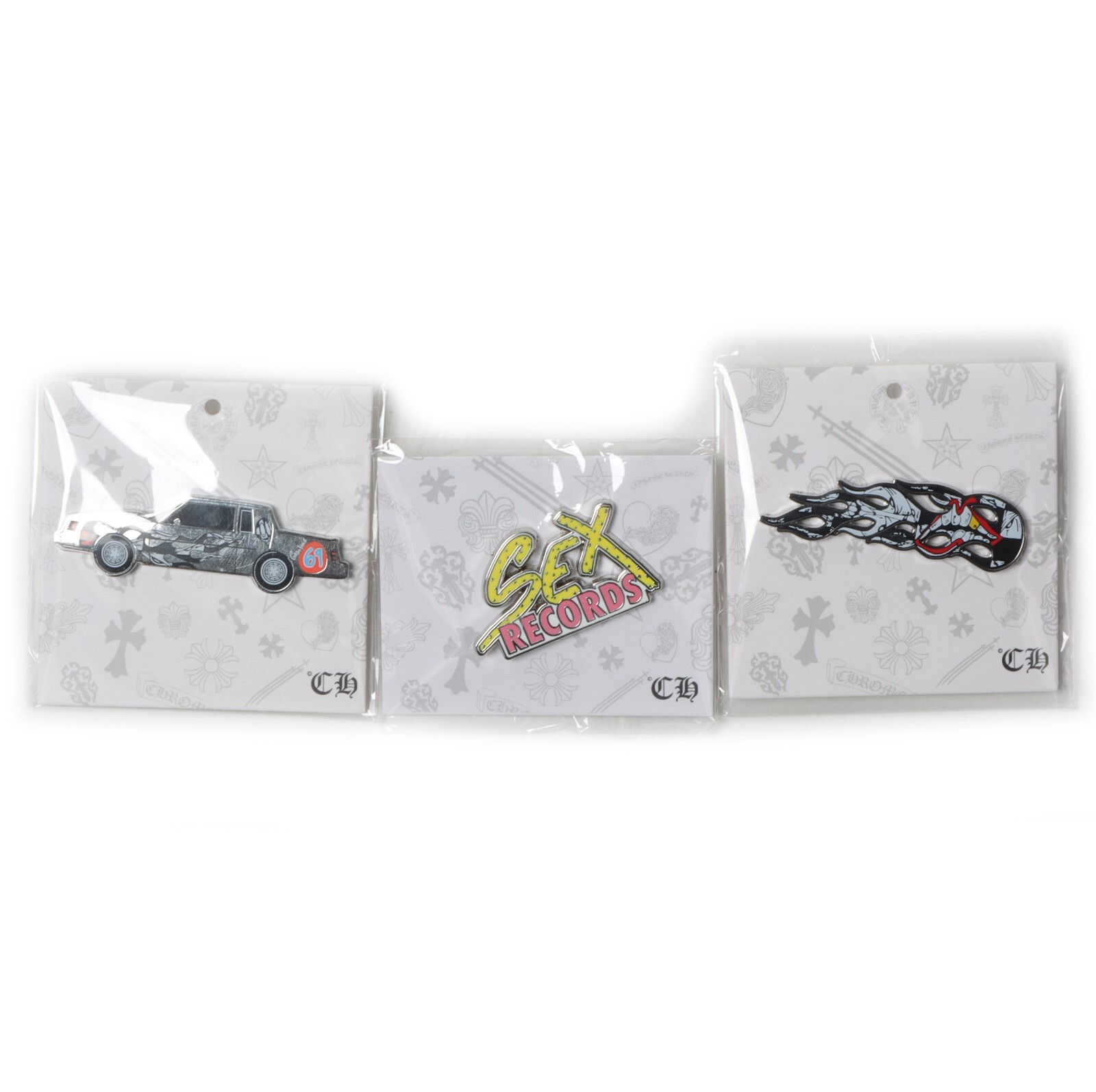 ⚡RARE⚡ CHROME HEARTS x MATTY BOY Set OF 3 Chrome Hearts Pins *BRAND NEW* 🏎
