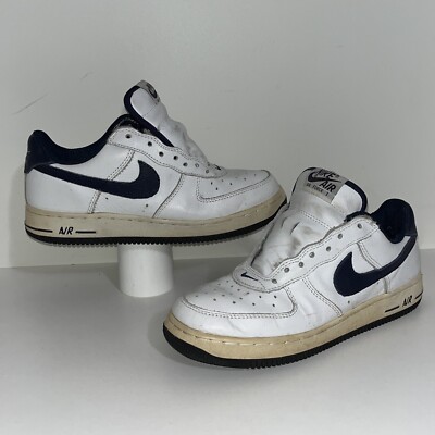 Nike Air Force 1 2002 Original Retro QS Size 6Y Youth, White Navy