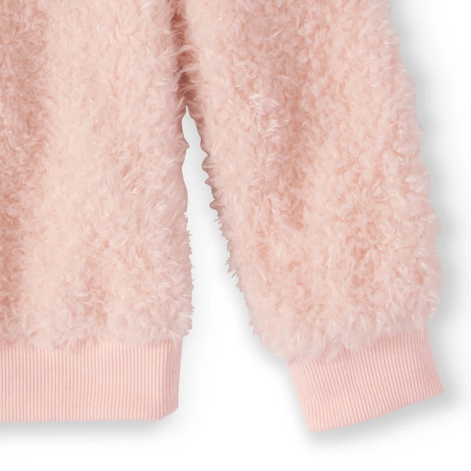 Speechless Girls'  Embellished Faux Fur Pullover Pink Heart Sweater Size Large - Image 3 of 3