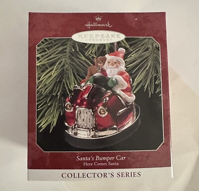 1998 Hallmark Keepsake Ornament Santa's Bumper Car Here Comes Santa Collector's 