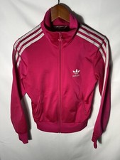 Adidas Firebird Originals Pink/Silver Size S Track Sport Top Jack Big Back Logo