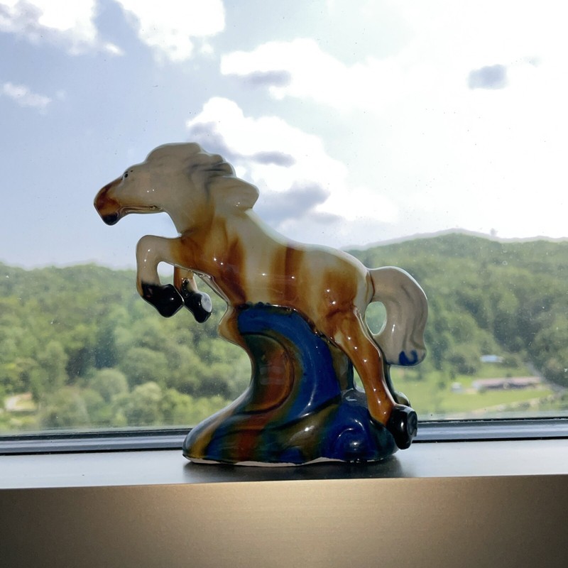 vintage Chinese Majolica horse Ceramic 