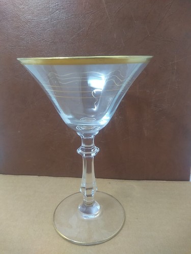 Tiffin Crystal Gold Trim Cocktail Glass - Picture 2 of 9