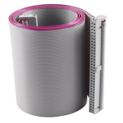 Gray Flat Ribbon Cable 64 Pin Female To Female 118Cm Idc Connector 254Mm Pitch