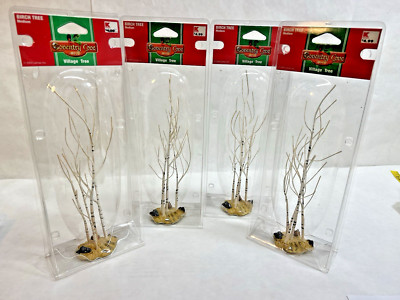 4 NIP NOS 2003 Lemax Coventry Cove birch trees, ~9'' in original plastic pkgs