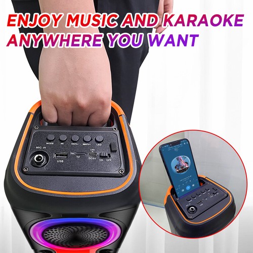 Portable Wireless Bluetooth Speaker Dual Subwoofer Heavy Bass FM Colorful Lights - Picture 7 of 16