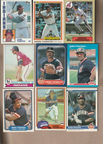 ANDRE THORNTON LOT OF 22 ALL DIFFERENT BASEBALL CARDS INDIANS TUSKEGEE ALABAMA