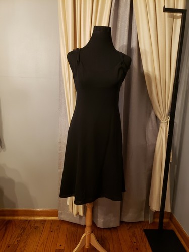 LOFT Size 2 Sleeveless Black A Line Dress Flare Side Zipper 100% Silk Lined NWT - Picture 2 of 12