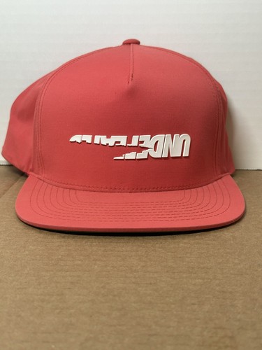 UNDEFEATED Snap Back Baseball Hat Upside down Cut Scipt Infrared Bright Pink Red - Picture 3 of 9
