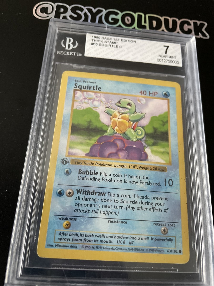 BGS 7 First Edition Shadowless Squirtle Pokemon Card Base Set