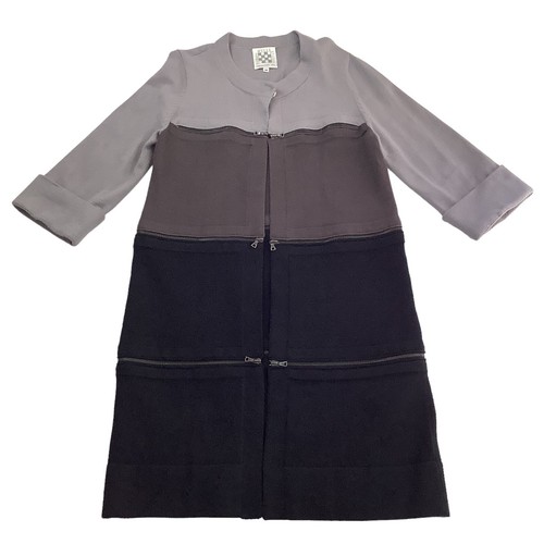 Barbara Wells Studio Long Open Cardigan Pullover Damen M schwarz grau Color Block - Bild 12 von 12