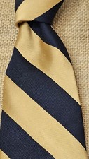 Nautica Repp Stripe Navy Gold Necktie Silk Made in the USA