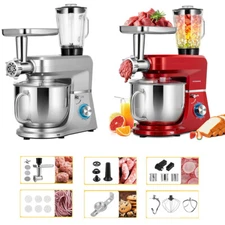 6 in 1 8.5Qt Stand Mixer 10-Speed Meat Grinder Juice Blender Pasta Maker Slicer