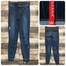 Spanx Pull On Jeans Women s S Blue Inseam 26 Distressed Stretch