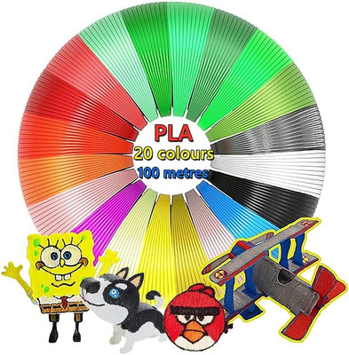 Tocnvoe - PLA 1,75 Mm Filament, 20 Farben, 5 Meter Pro Farbe, Insgesamt 100 Mete
